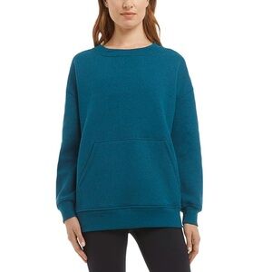 Danskin Ladies' Oversized Crewneck Pullover with Pocket | size XXL | Color Teal